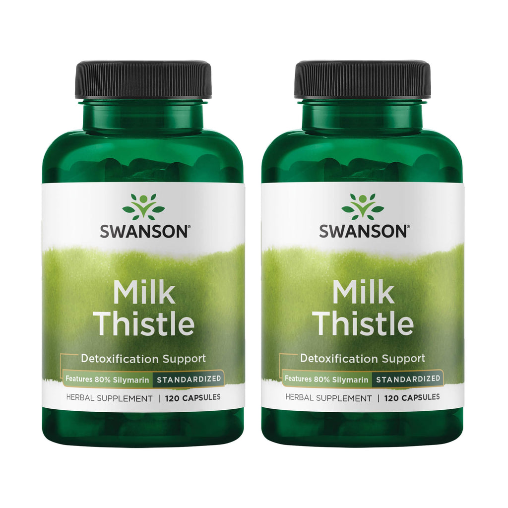 Swanson Milk Thistle (Standardized) - 120 Capsules | Liver Support, 2 Pack