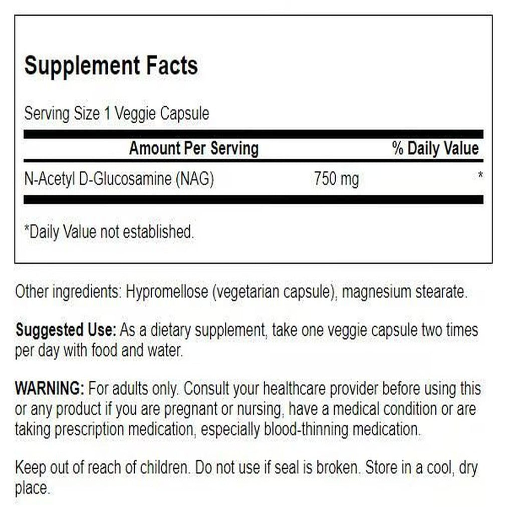 Swanson N-Acetyl D-Glucosamine - Joint Support & GI Health | 60 Veggie Capsules, 750 mg Each