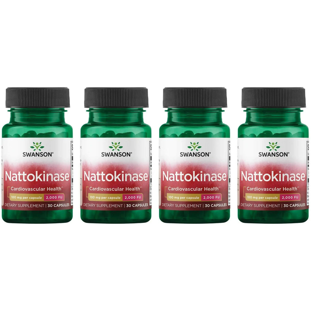 Swanson Nattokinase 2000 FU, 100 mg, 30 Capsules (4 Pack) – Enzyme Supplement