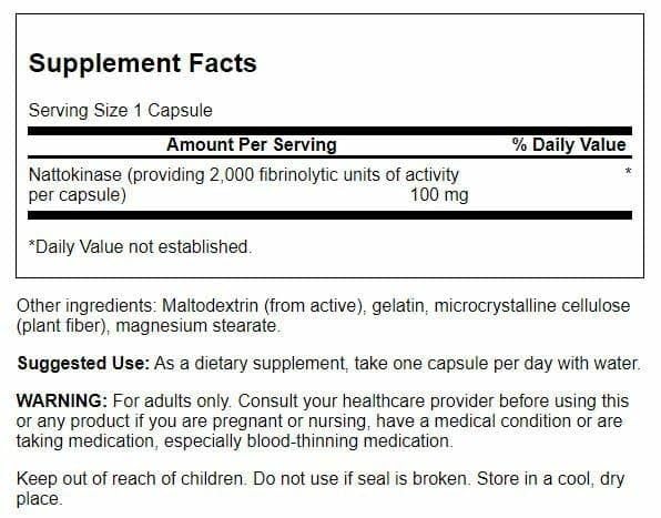 Swanson Nattokinase 2000 FU (100 mg) – 30 Capsules Enzyme, 2 Pack