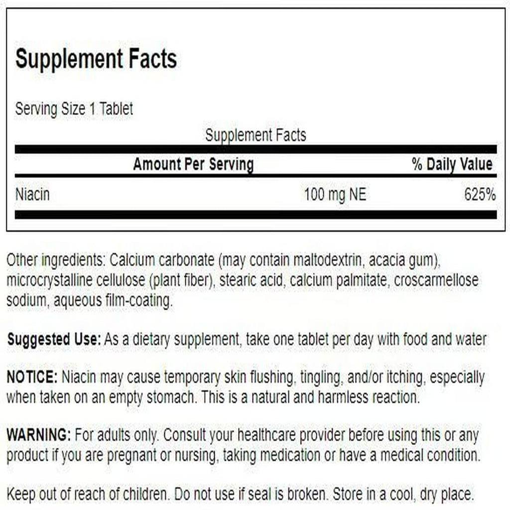 Swanson Niacin (Vitamin B3) - Vitamin Supplement Supporting Heart Health and Carbohydrate Metabolism - Promotes Natural Energy Production - (250 Tablets, 100mg NE Each)