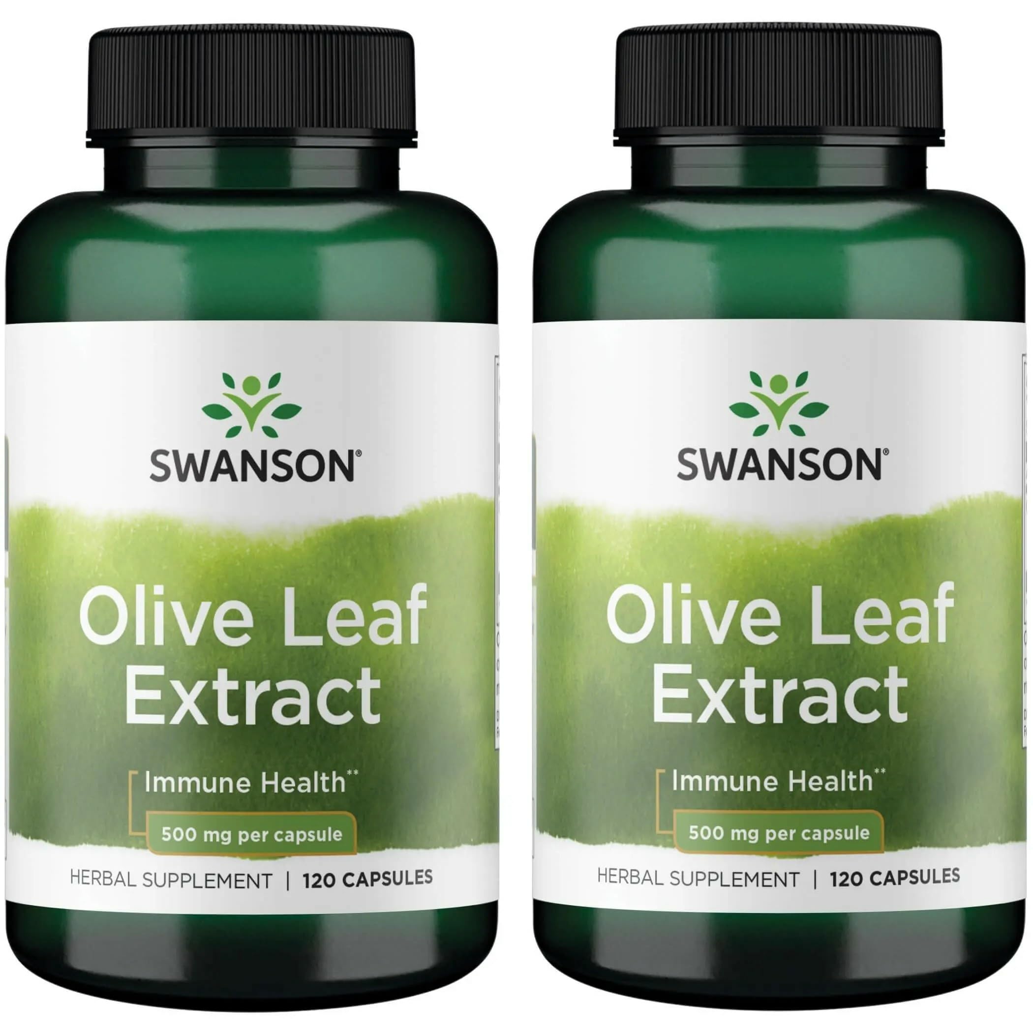 Swanson Olive Leaf Extract Capsules with 20% Oleuropein – 2 Bottles (120 Capsules, 500 mg Each)