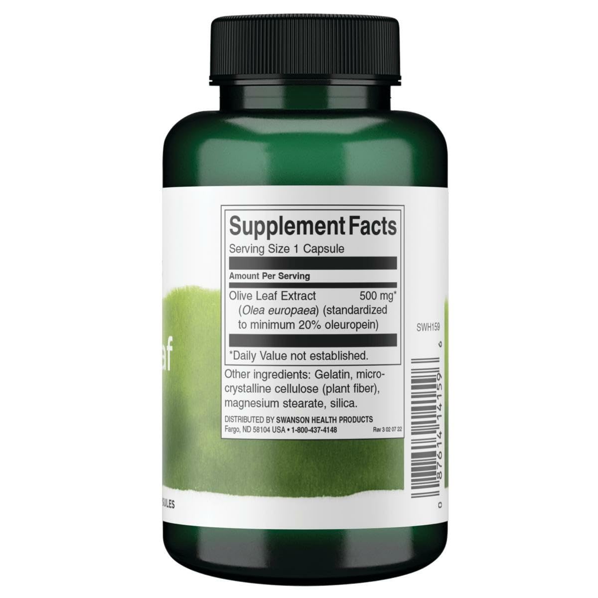 Swanson Olive Leaf Extract Capsules with 20% Oleuropein – 2 Bottles (120 Capsules, 500 mg Each)