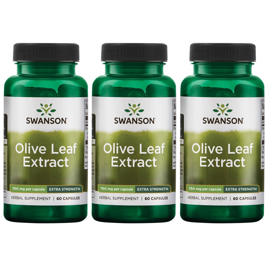 Swanson Olive Leaf Extract Capsules - 20% Oleuropein, 750mg (60 capsules) 3 Pack
