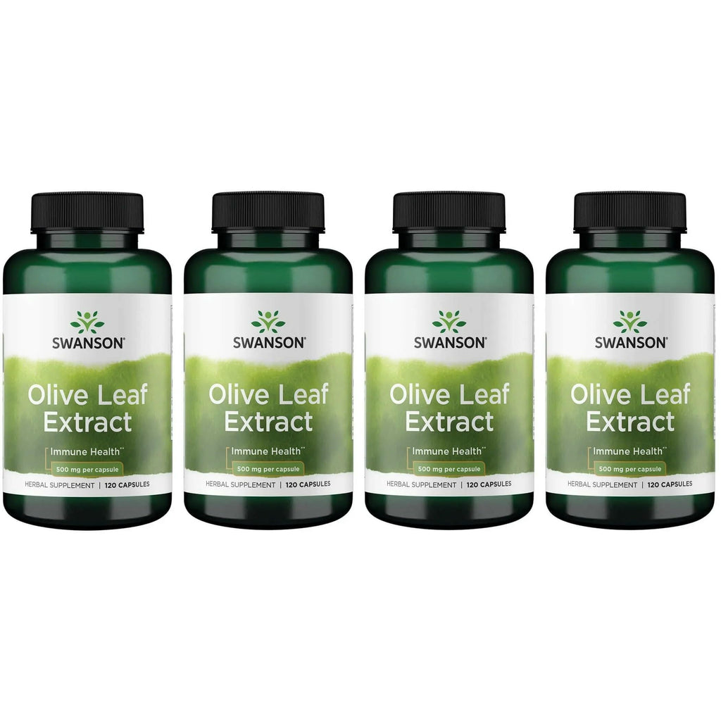 Swanson Olive Leaf Extract Capsules 20% Oleuropein - 4 Bottles (120 x 500 mg)