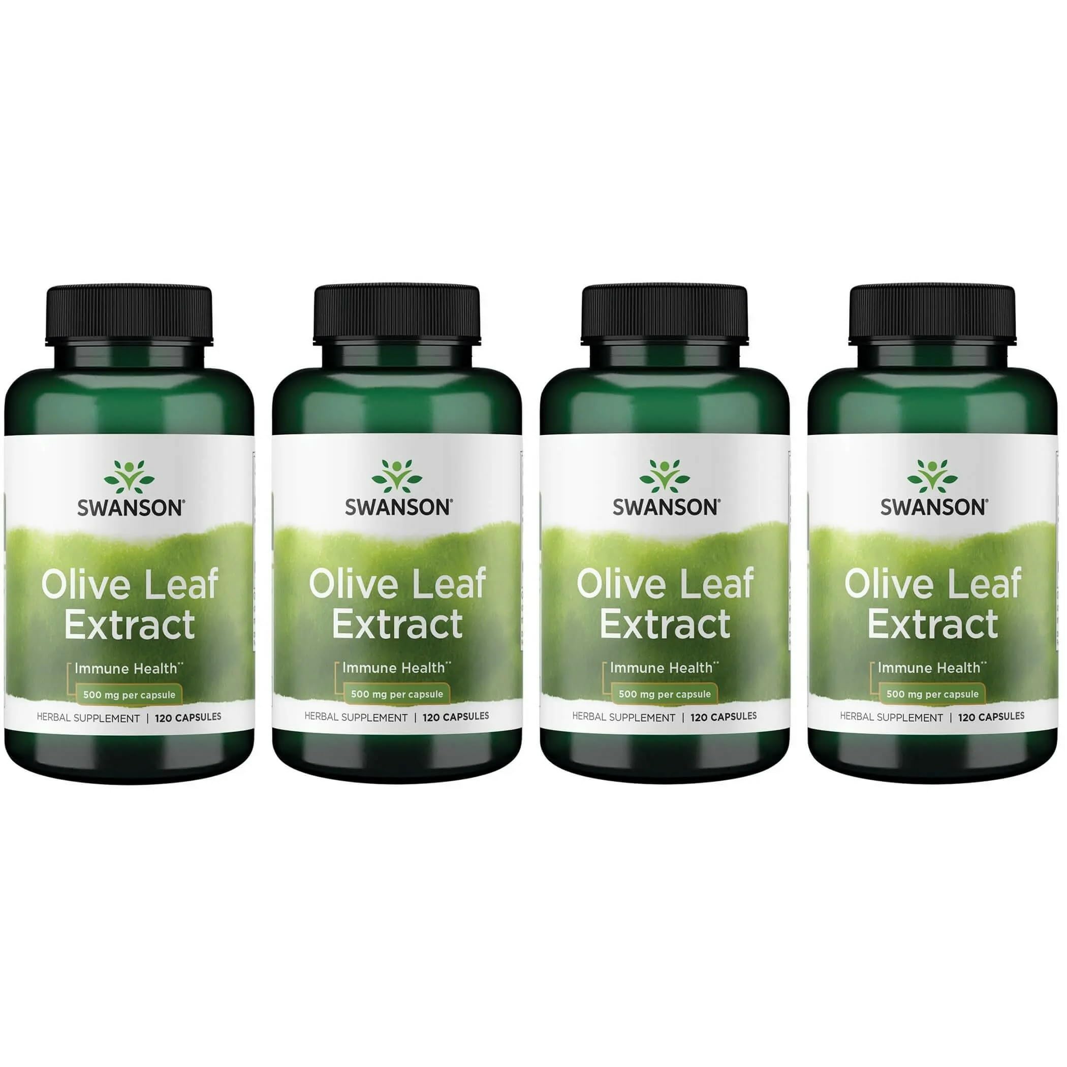 Swanson Olive Leaf Extract Capsules 20% Oleuropein - 4 Bottles (120 x 500 mg)