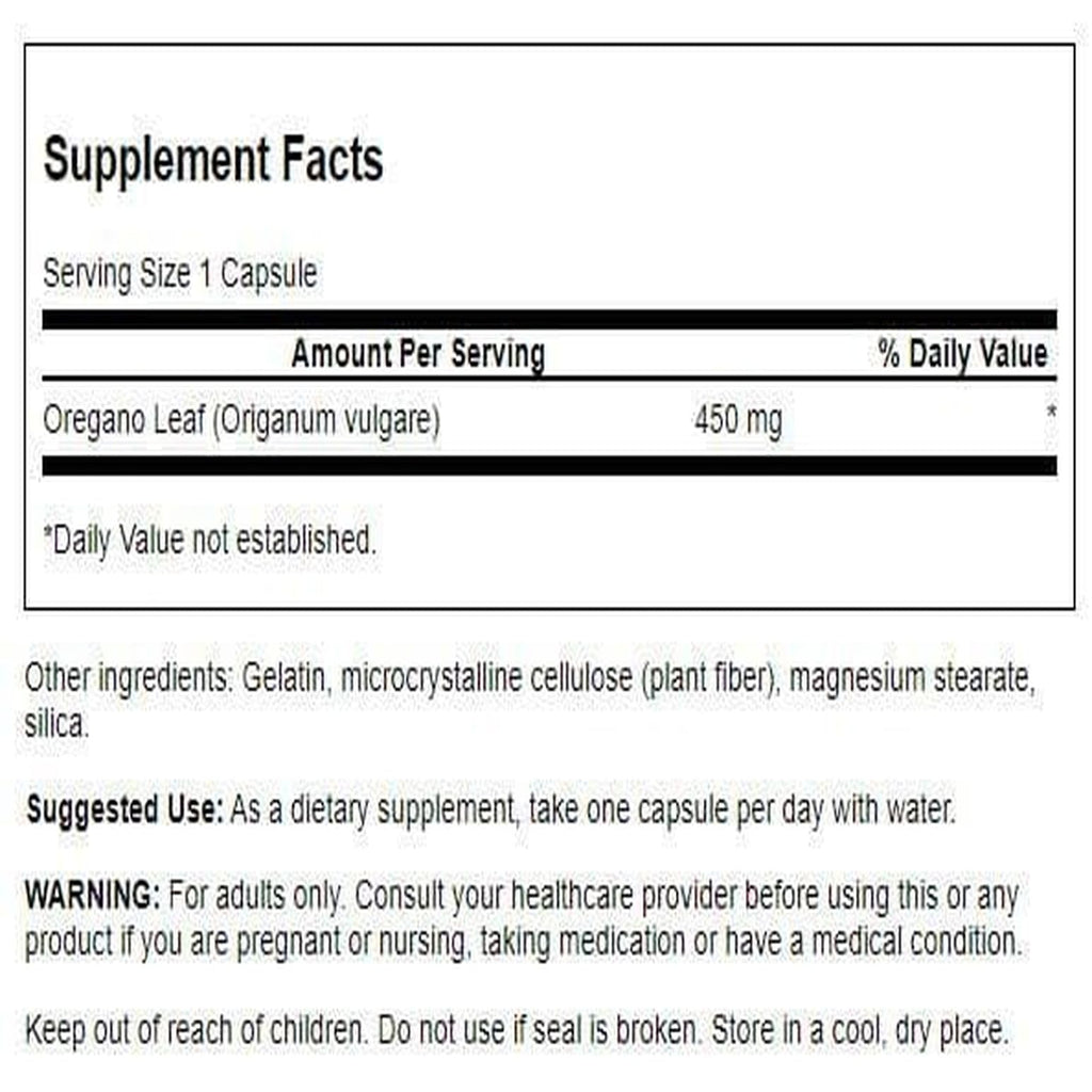 Swanson Oregano 450 mg | 90 Capsules | Immune Support & Flavonoids