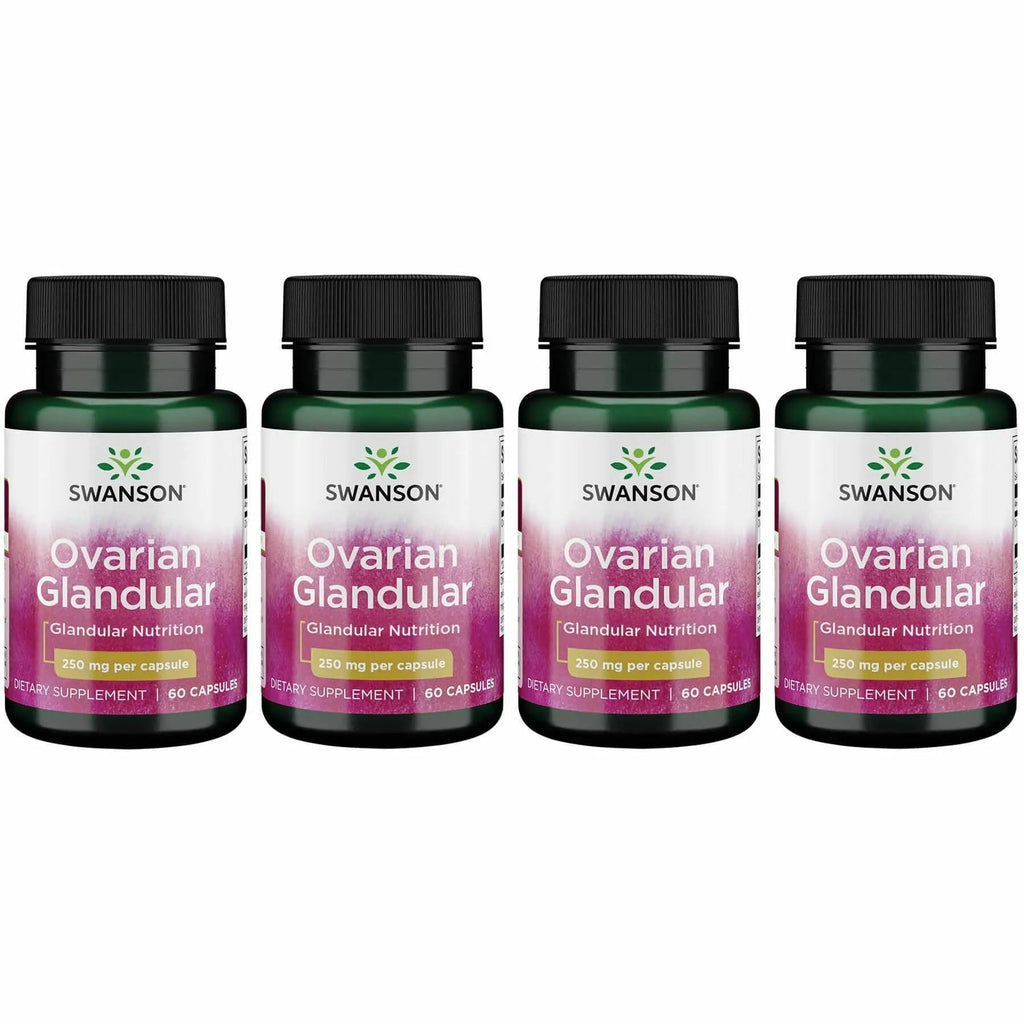 Swanson Ovarian Glandular - Natural Women's Health & Balance Support | 60 Capsules (250 mg) - 4 Pack