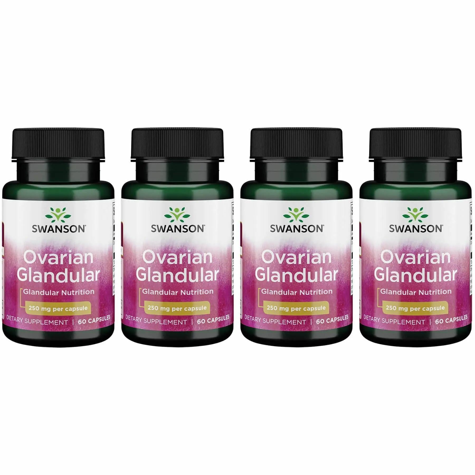 Swanson Ovarian Glandular - Natural Women's Health & Balance Support | 60 Capsules (250 mg) - 4 Pack