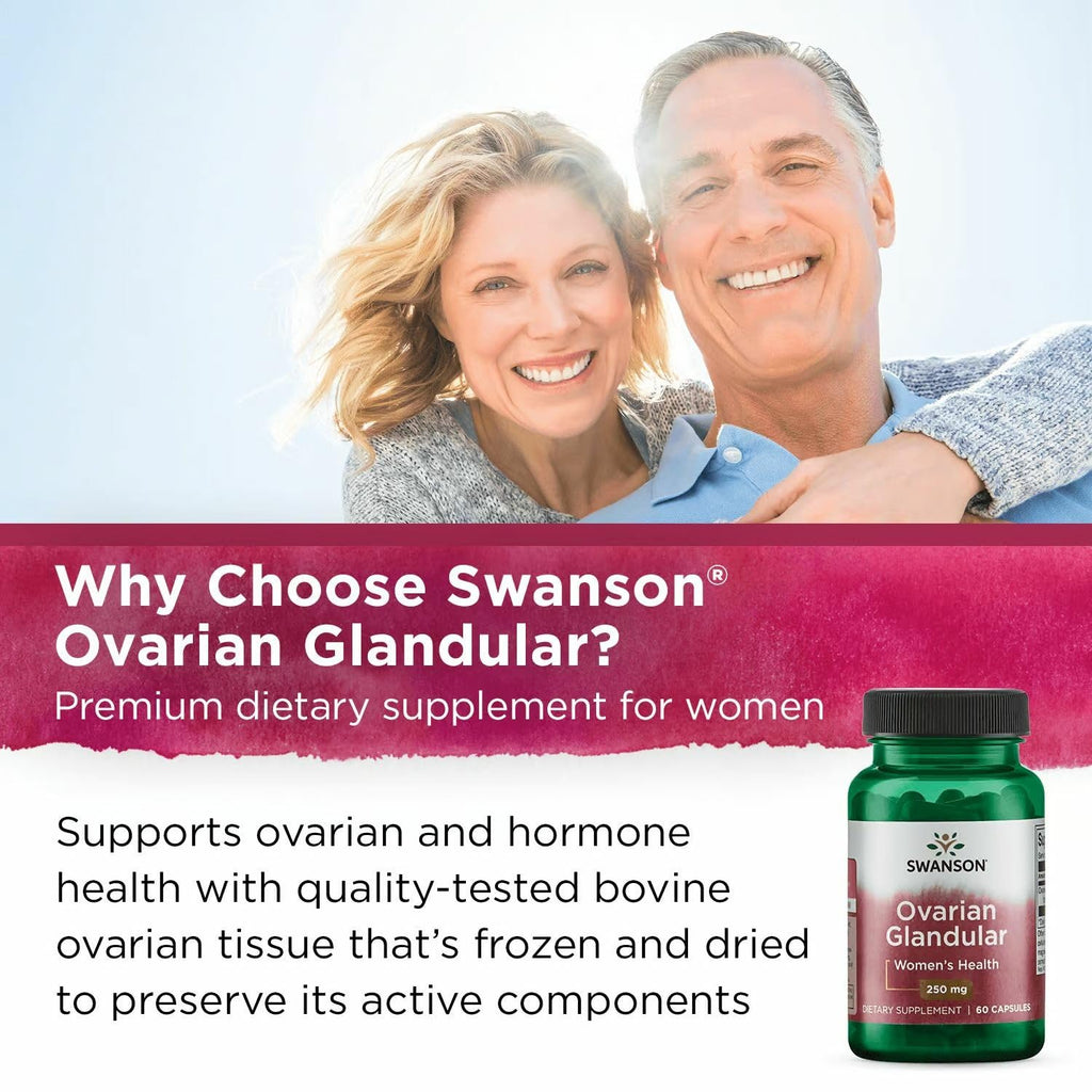 Swanson Ovarian Glandular - Natural Women's Health & Balance Support | 60 Capsules (250 mg) - 4 Pack
