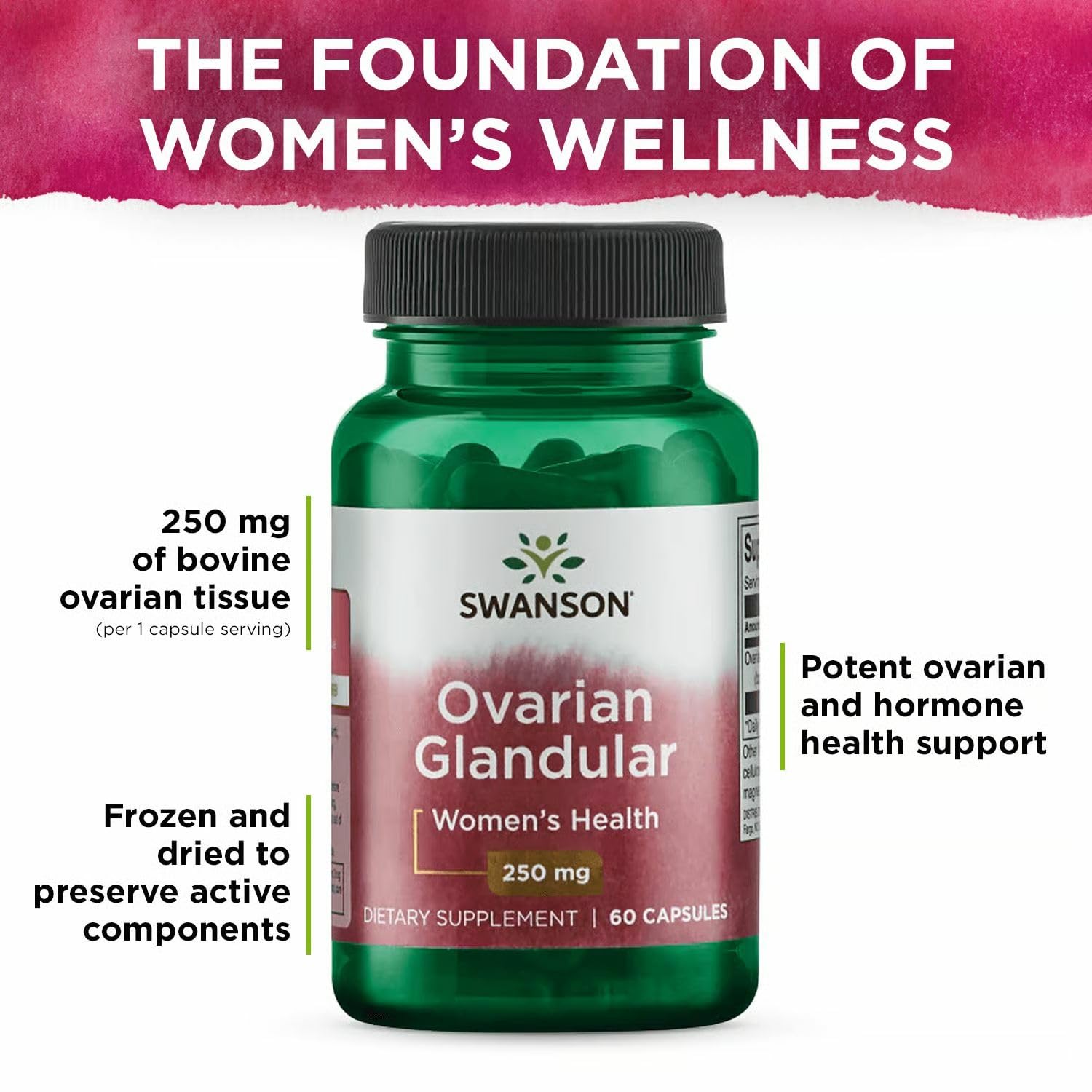 Swanson Ovarian Glandular - Women's Health Supplement, 60 Caps, 250mg (2 Pack)