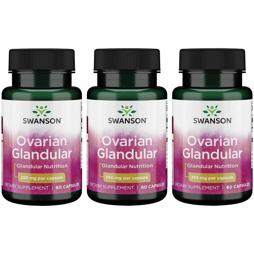 Swanson Ovarian Glandular - Natural Women's Health Support (60 Capsules, 250mg) - 3 Pack