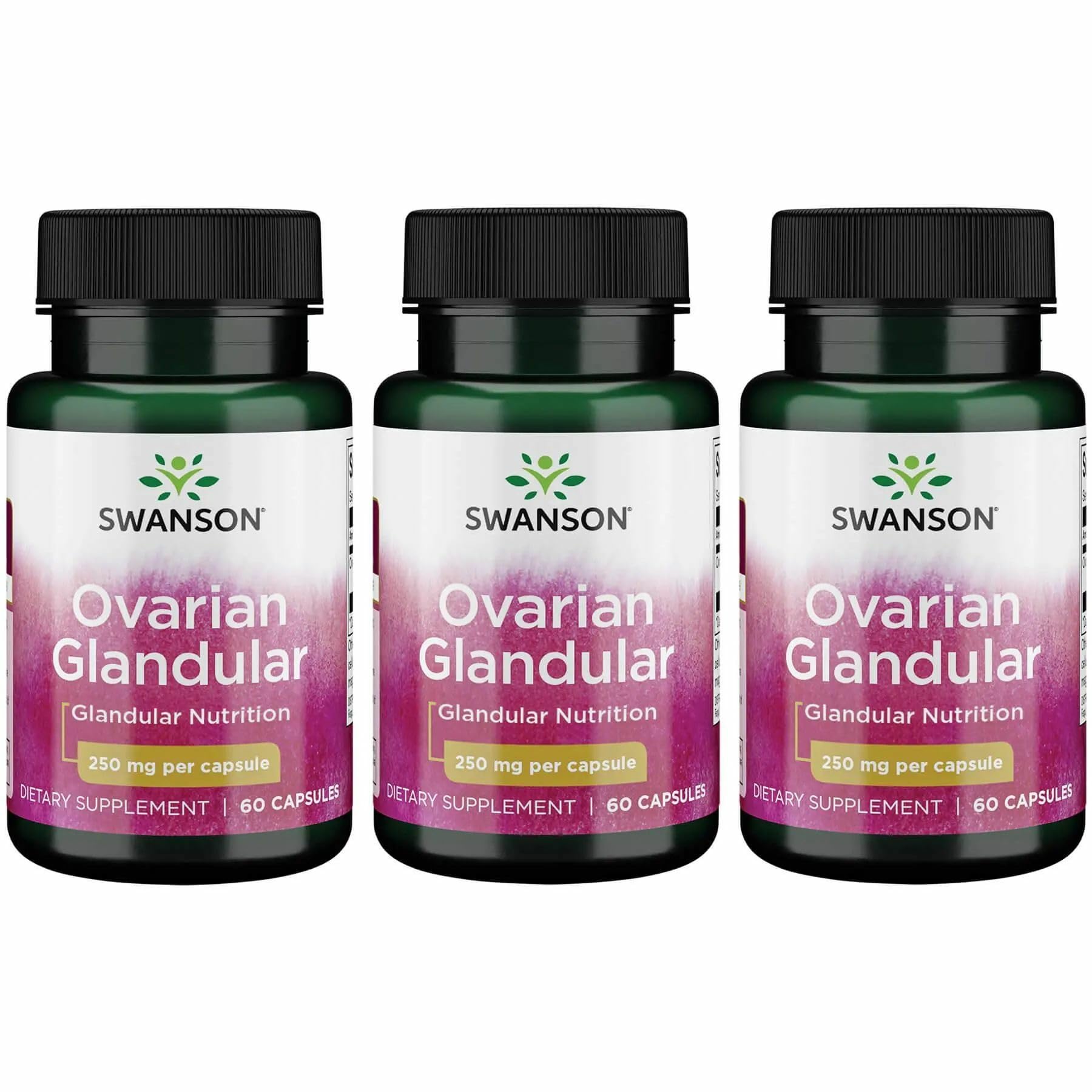 Swanson Ovarian Glandular - Natural Women's Health Support (60 Capsules, 250mg) - 3 Pack