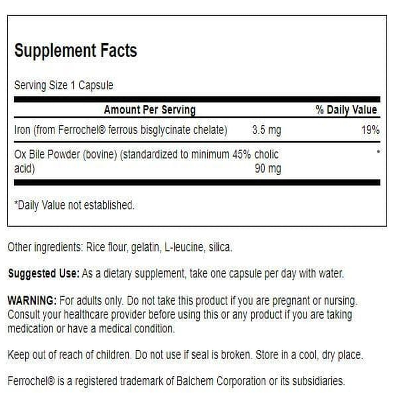 Swanson Ox Bile - Standardized 90 mg | 60 Capsules (1 Pack)