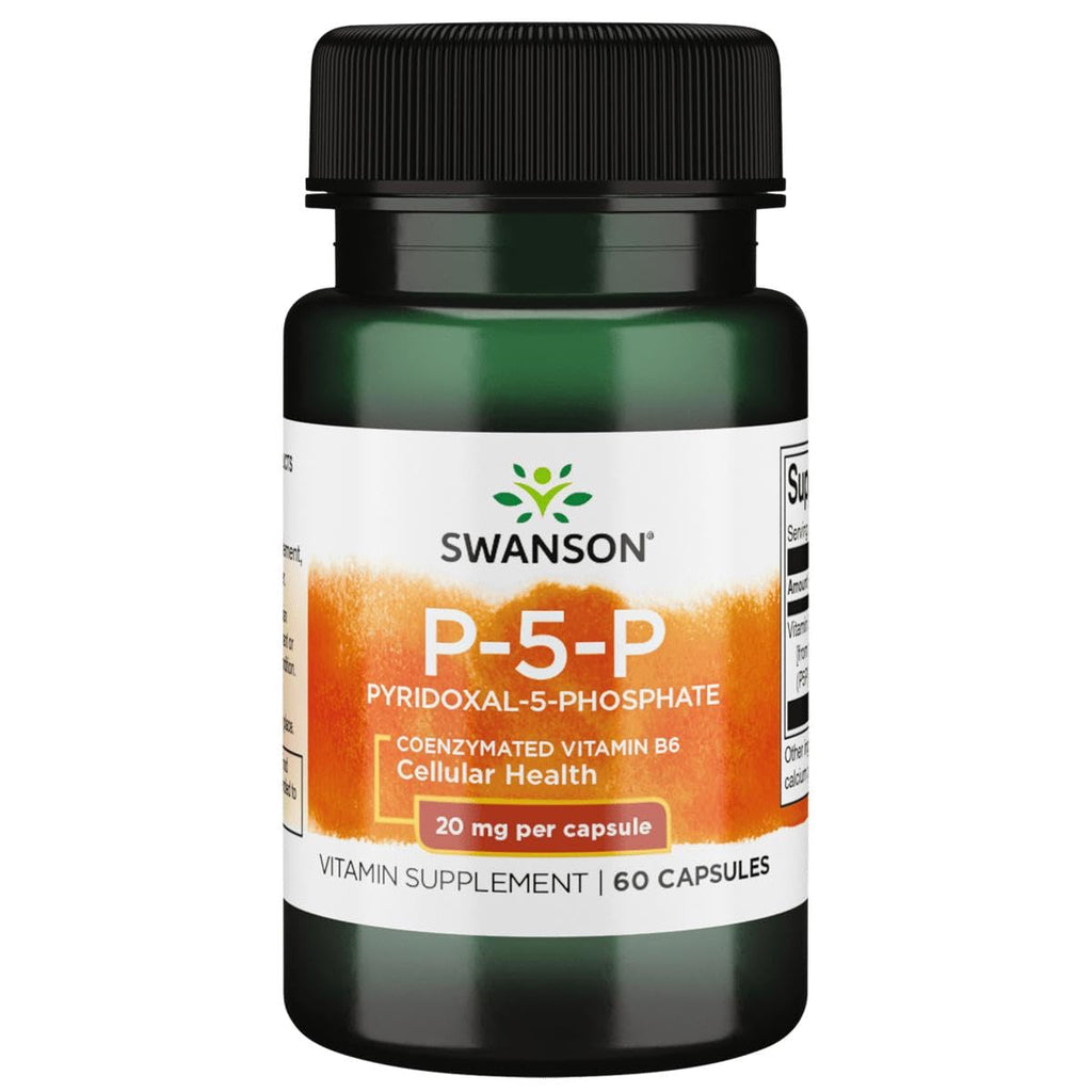 Swanson P-5-P Vitamin B-6 (Pyridoxal-5-Phosphate) 20 mg — 60 Capsules (1 Pack)
