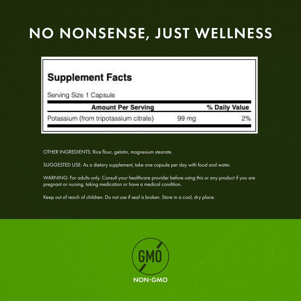 Swanson Potassium Citrate – Heart Health & Energy Support | 120 Capsules (99 mg) – 4 Pack