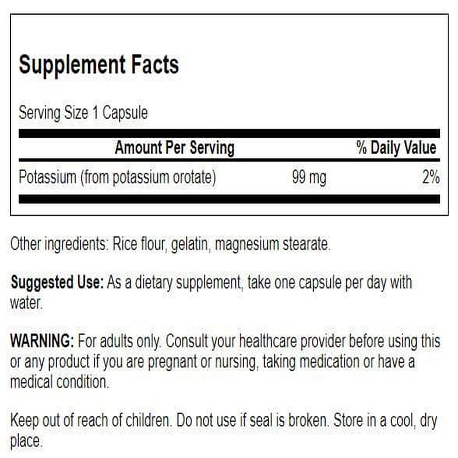 Swanson Potassium Orotate 99 mg – 60 Capsules