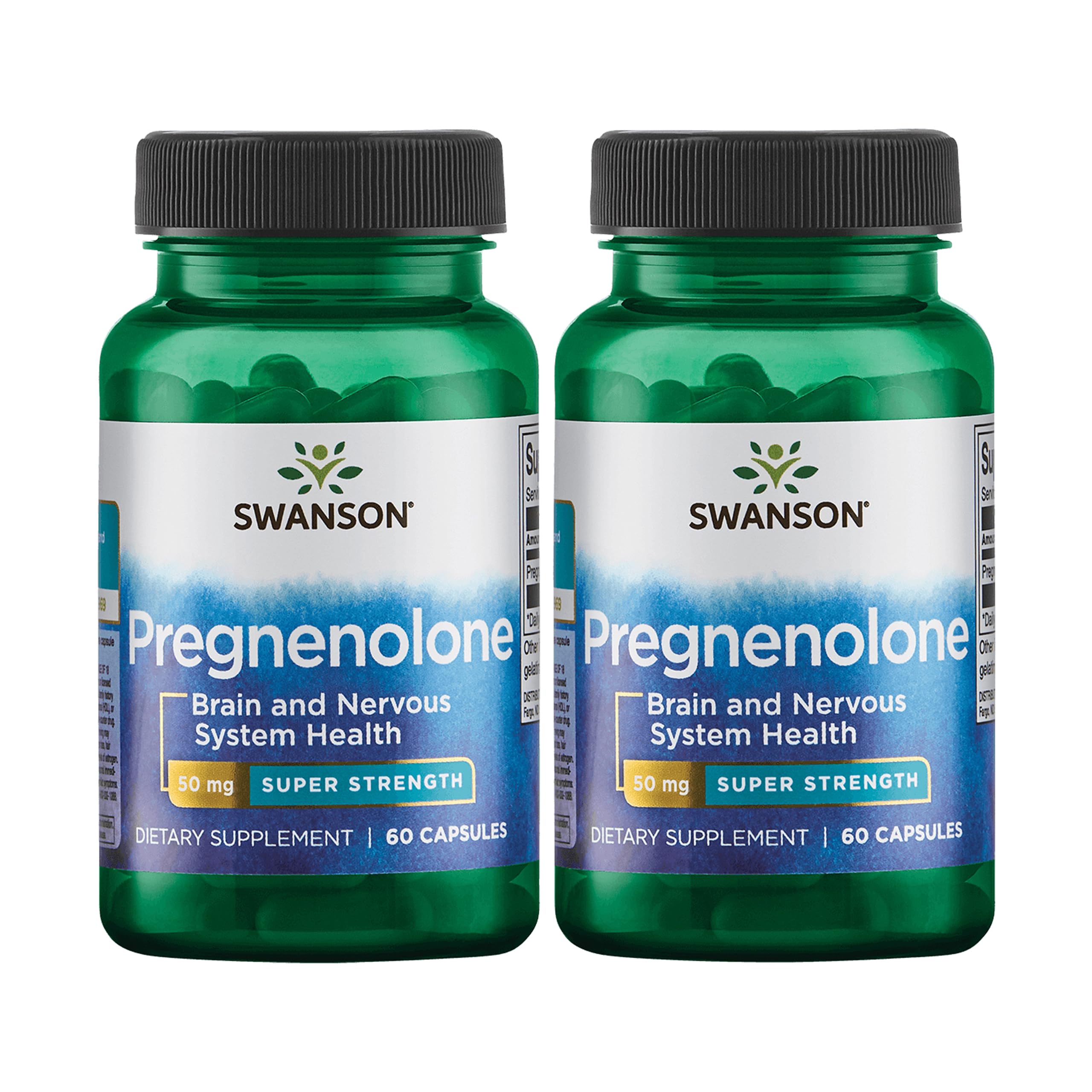 Swanson Pregnenolone - Super Strength 50 mg, 60 Caps (2 Pack)