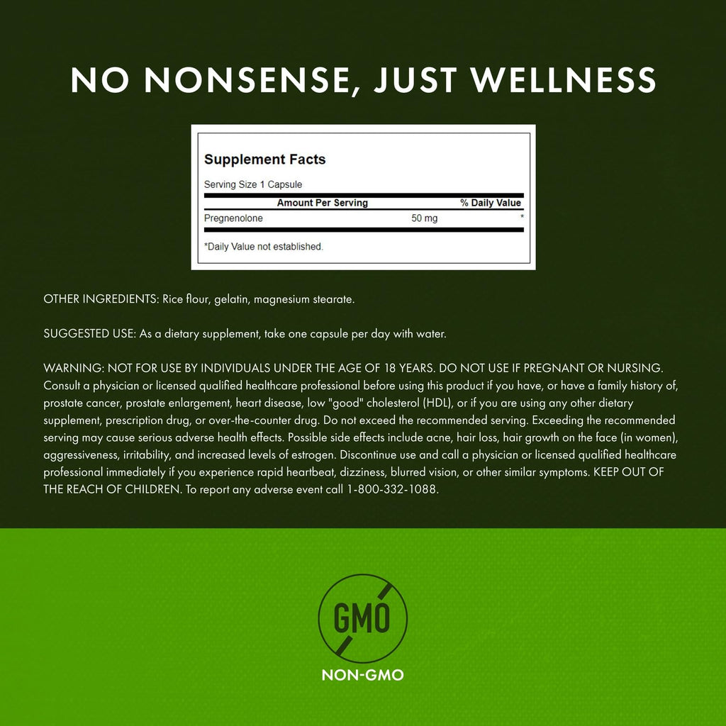 Swanson Pregnenolone – Super Strength 50 mg, 60 Caps (3 Pack)