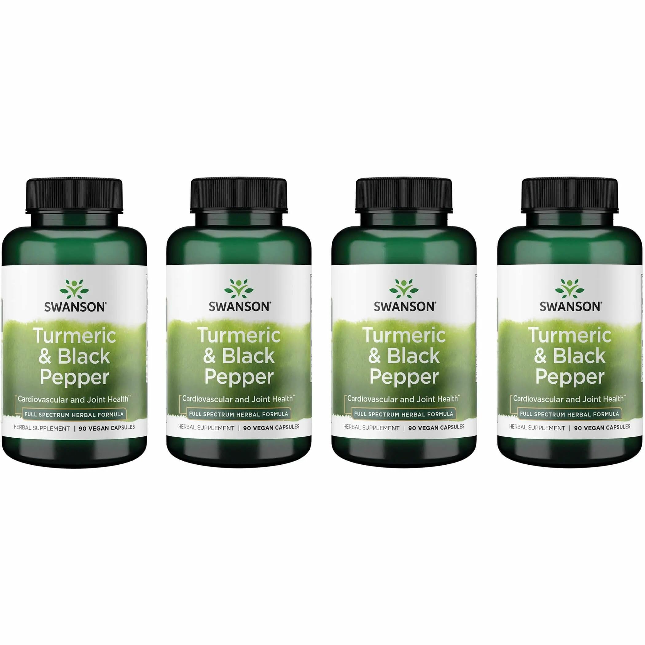 Swanson Premium Turmeric and Black Pepper – Antioxidant Support, Digestion & Joint Comfort – 90 Veg Caps (4 Pack)