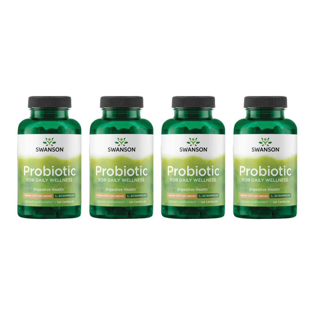 Swanson Probiotic - 1B CFU Capsule | Digestive Health & Daily Wellness | 120 Capsules (4 Pack)