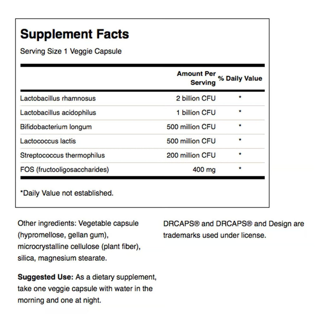 Swanson Probiotic Complex 4.2B CFU, 5-Strain | Digestive Health & Prebiotic FOS | 120 Veggie DRcaps