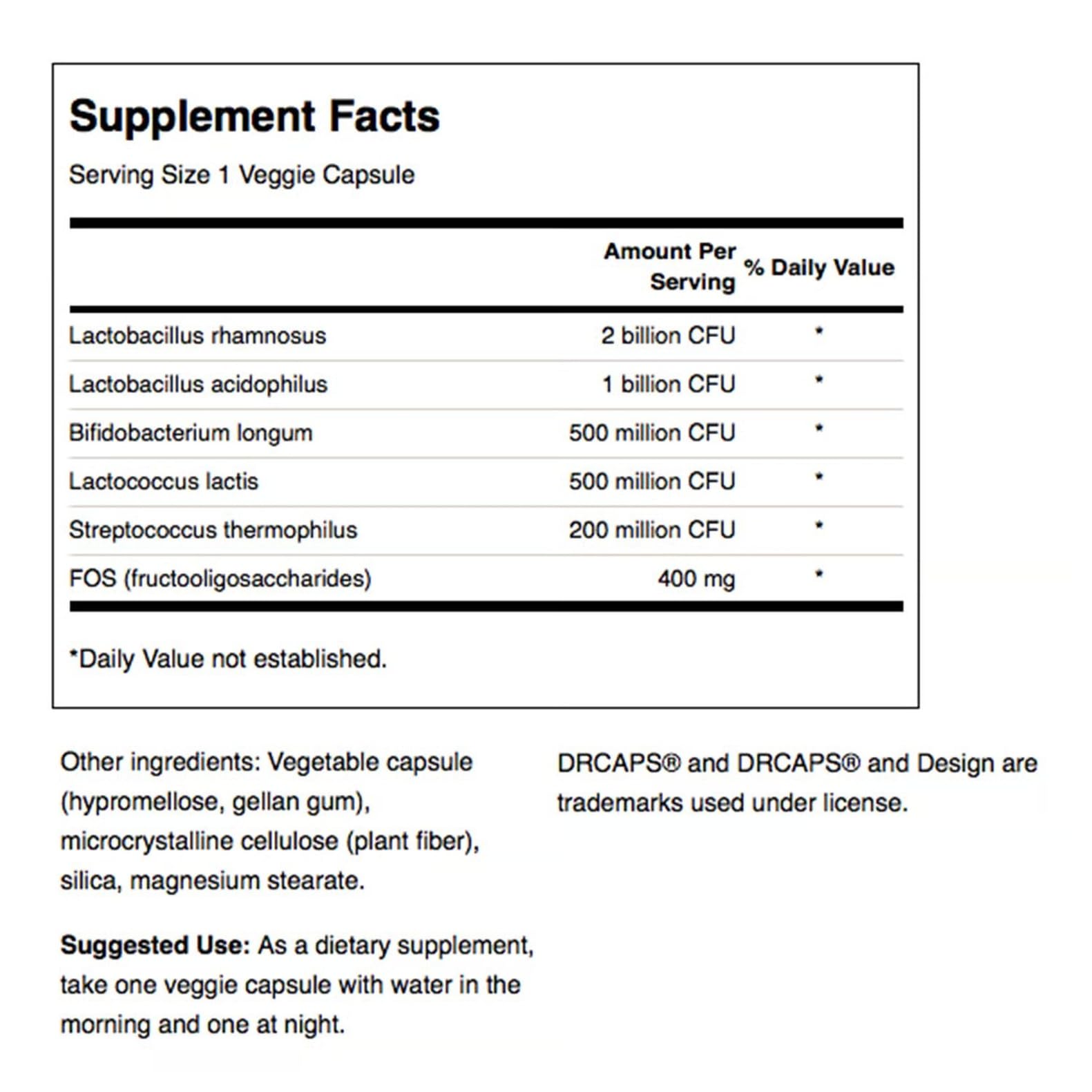 Swanson Probiotic Complex 4.2B CFU, 5-Strain | Digestive Health & Prebiotic FOS | 120 Veggie DRcaps
