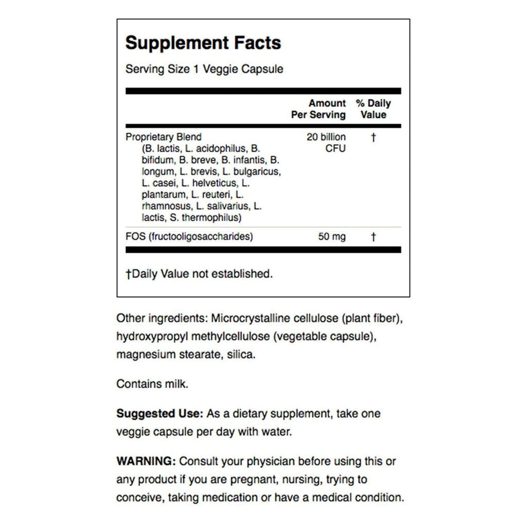 Swanson Probiotic for Digestive Health – 60 Veggie Caps, 2B CFU, 16 Strains, Prebiotic FOS