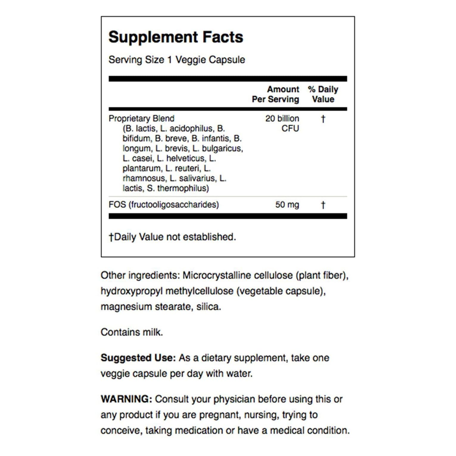 Swanson Probiotic for Digestive Health – 60 Veggie Caps, 2B CFU, 16 Strains, Prebiotic FOS