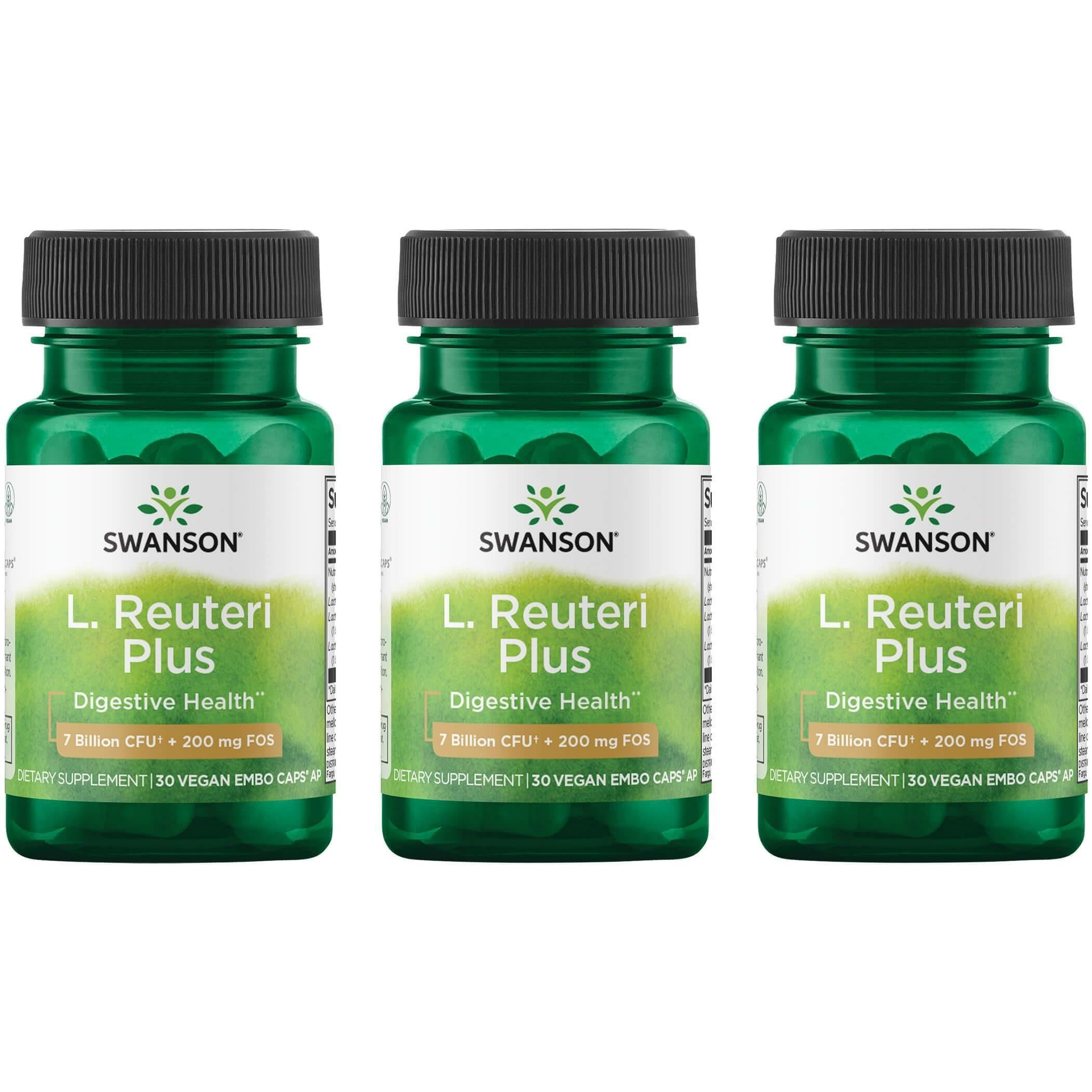 Swanson L. Reuteri Probiotic Plus with L. Rhamnosus & L. Acidophilus + FOS – 7B CFU per Capsule (3 Pack)