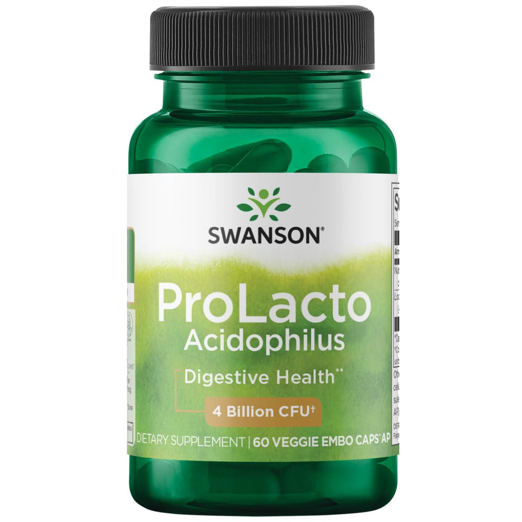 Swanson Prolacto Acidophilus 4 Billion CFU - 60 Veg Capsules | Probiotic Supplement