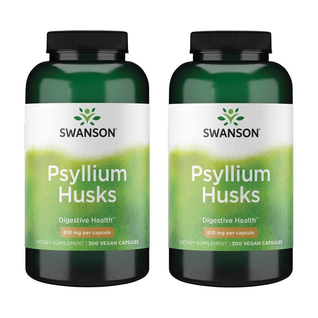 Swanson Psyllium Husk Dietary Fiber Supplement 610 mg – 300 Capsules (2 Pack)