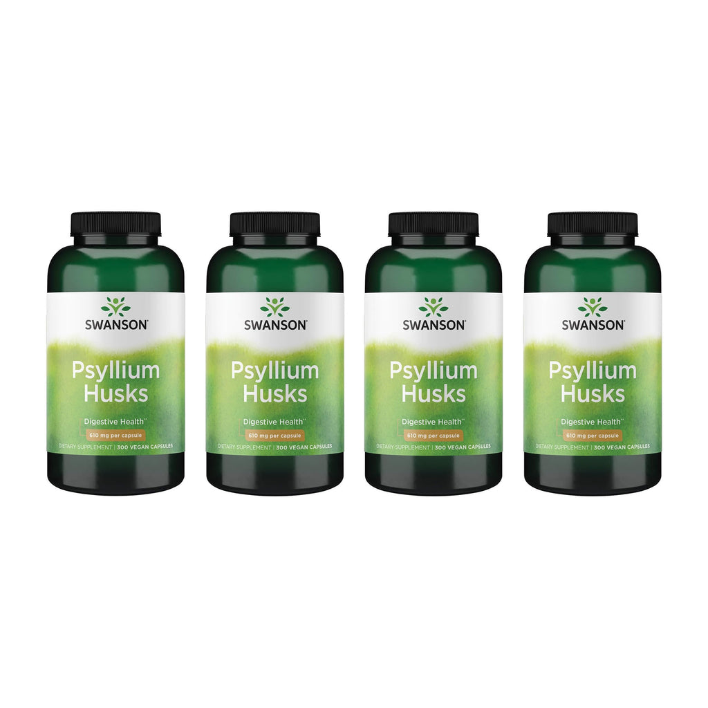 Swanson Psyllium Husk Dietary Fiber Supplement 610 mg 300 Capsules - 4 Pack