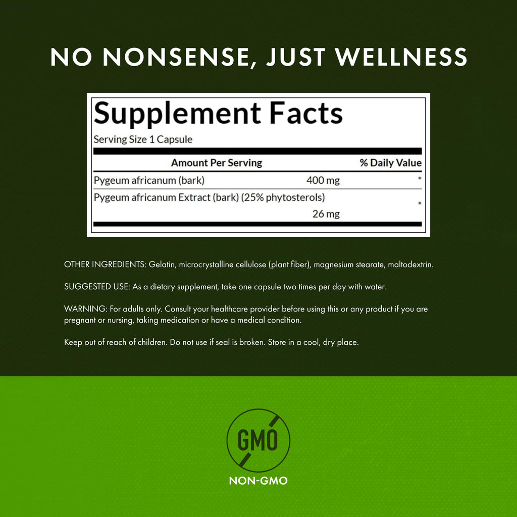 Swanson Pygeum - Men's Health Herbal Supplement (120 Caps, 400 mg) 2-Pack | Non-GMO