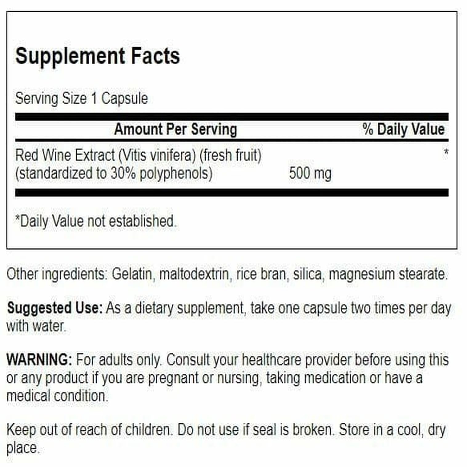 Swanson Red Wine Extract 500 mg - 90 Capsules | Antioxidant Polyphenols for Heart Health