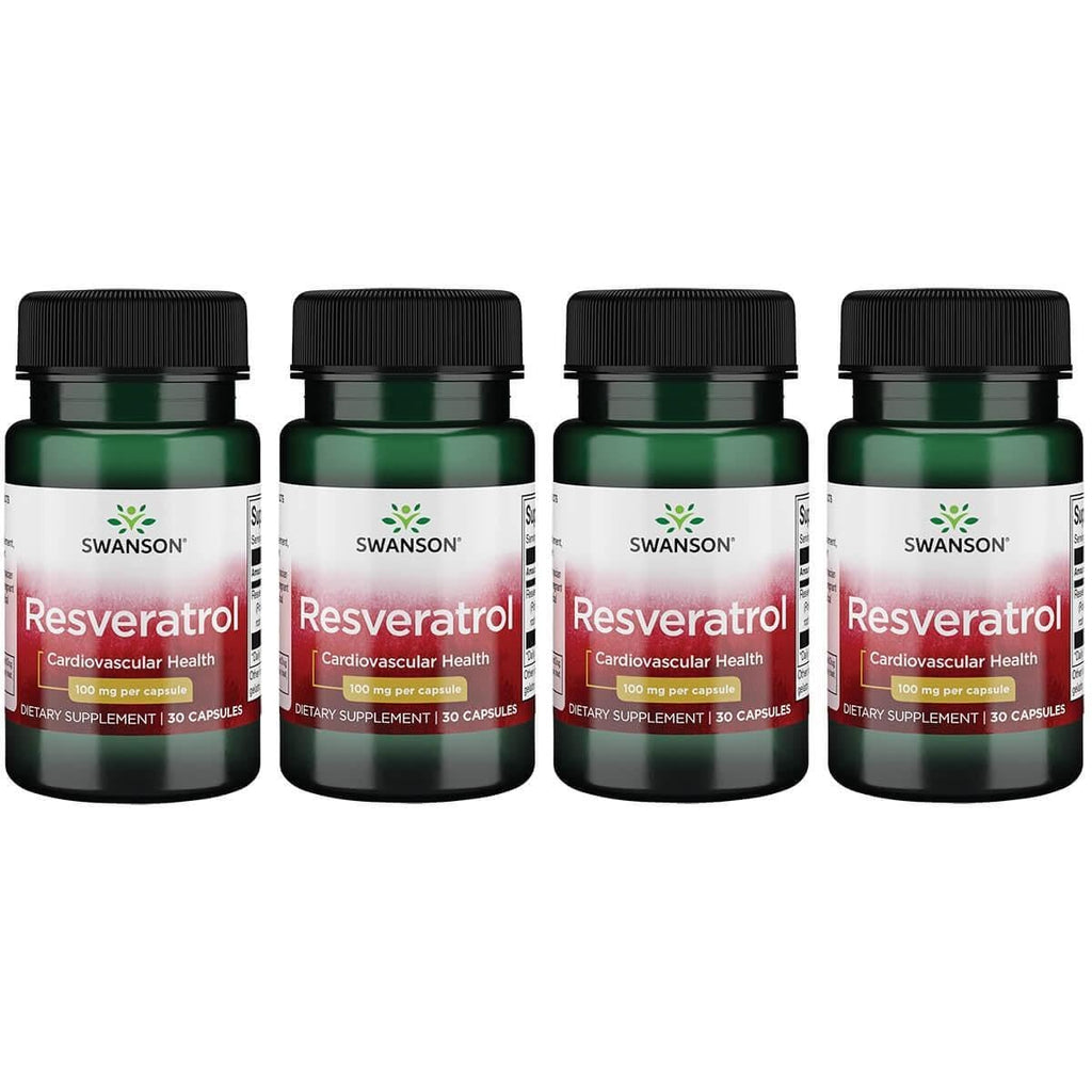 Swanson Resveratrol 100 - 100 mg per Capsule, 30 Capsules (4 Pack)