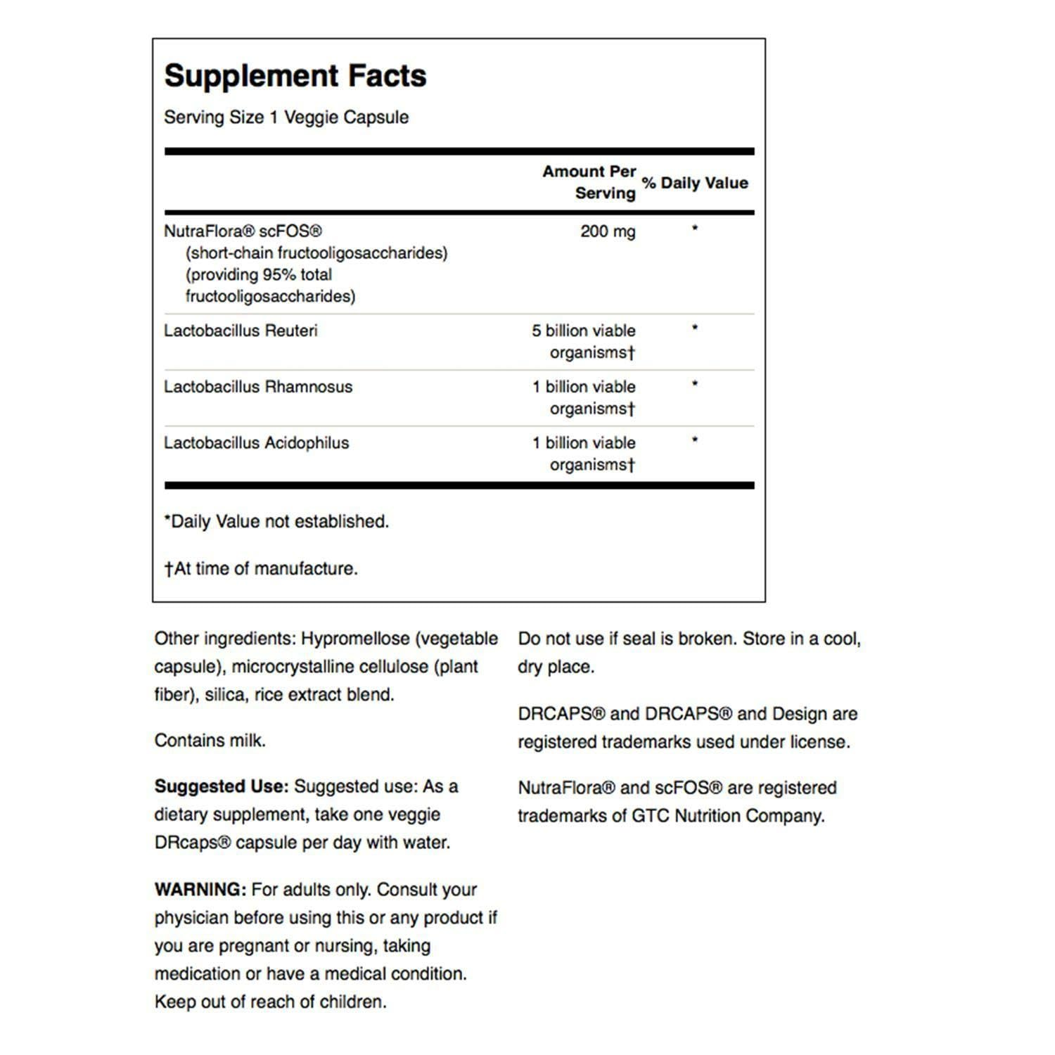 Swanson L. Reuteri Probiotic Plus with L. Rhamnosus & L. Acidophilus + FOS – 7B CFU per Capsule (3 Pack)
