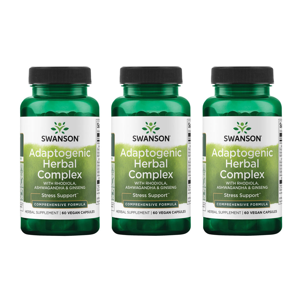 Swanson Rhodiola Ashwagandha Ginseng Complex – Mood, Energy & Immune Support | 60 Capsules (3 Pack)