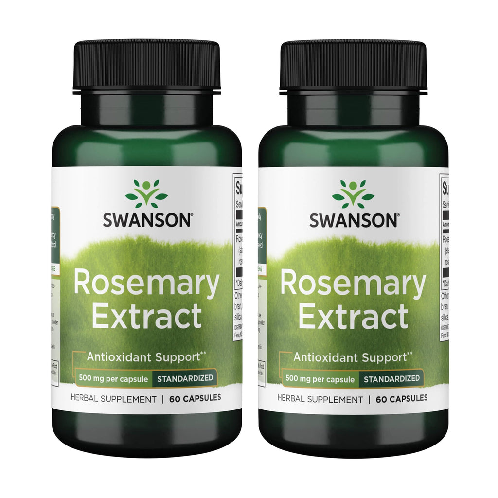 Swanson Rosemary Extract - Standardized 500 mg (60 Caps) - 2 Pack