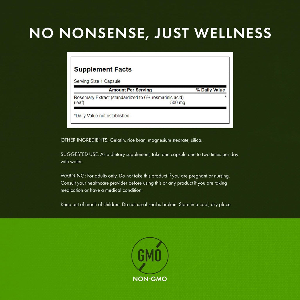 Swanson Rosemary Extract - Standardized 500 mg (60 Caps) - 2 Pack