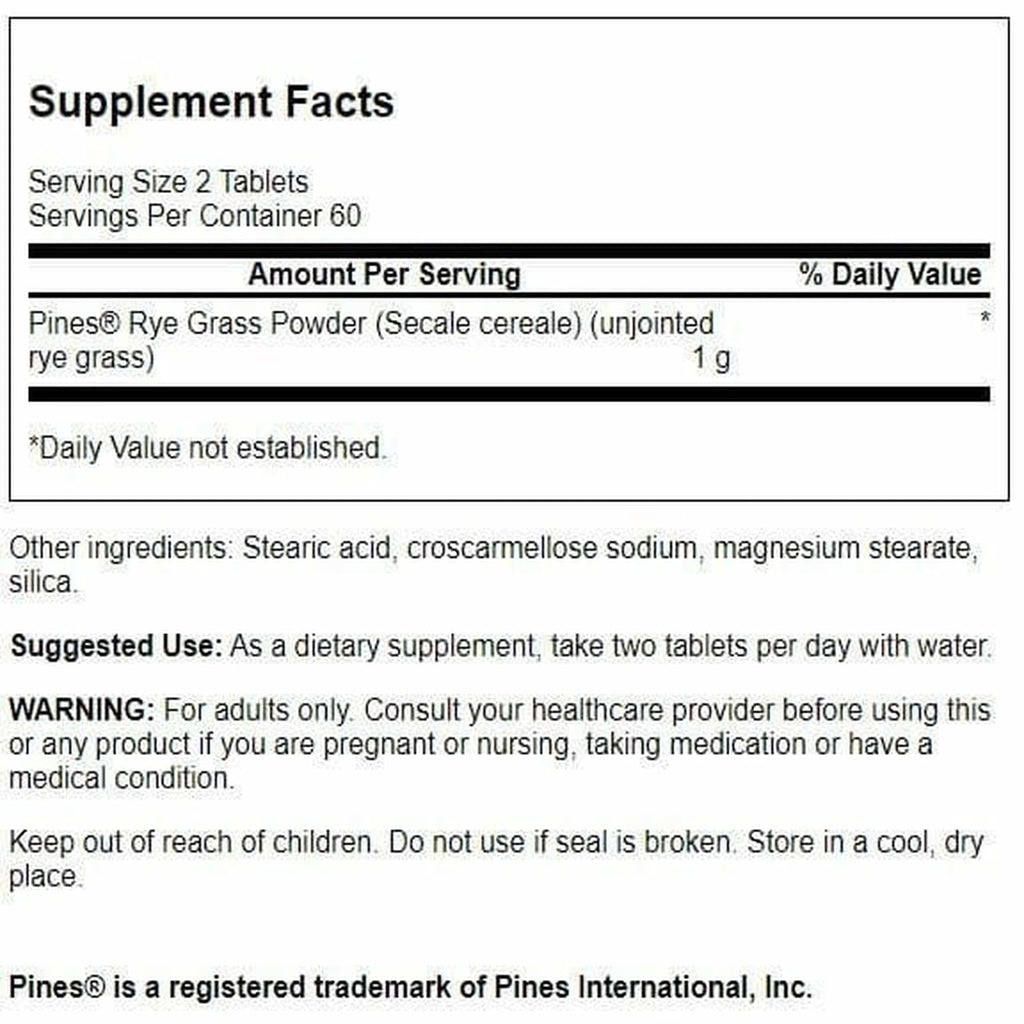 Swanson Rye Grass 500 mg - 120 Tabs | Green-Food Formula
