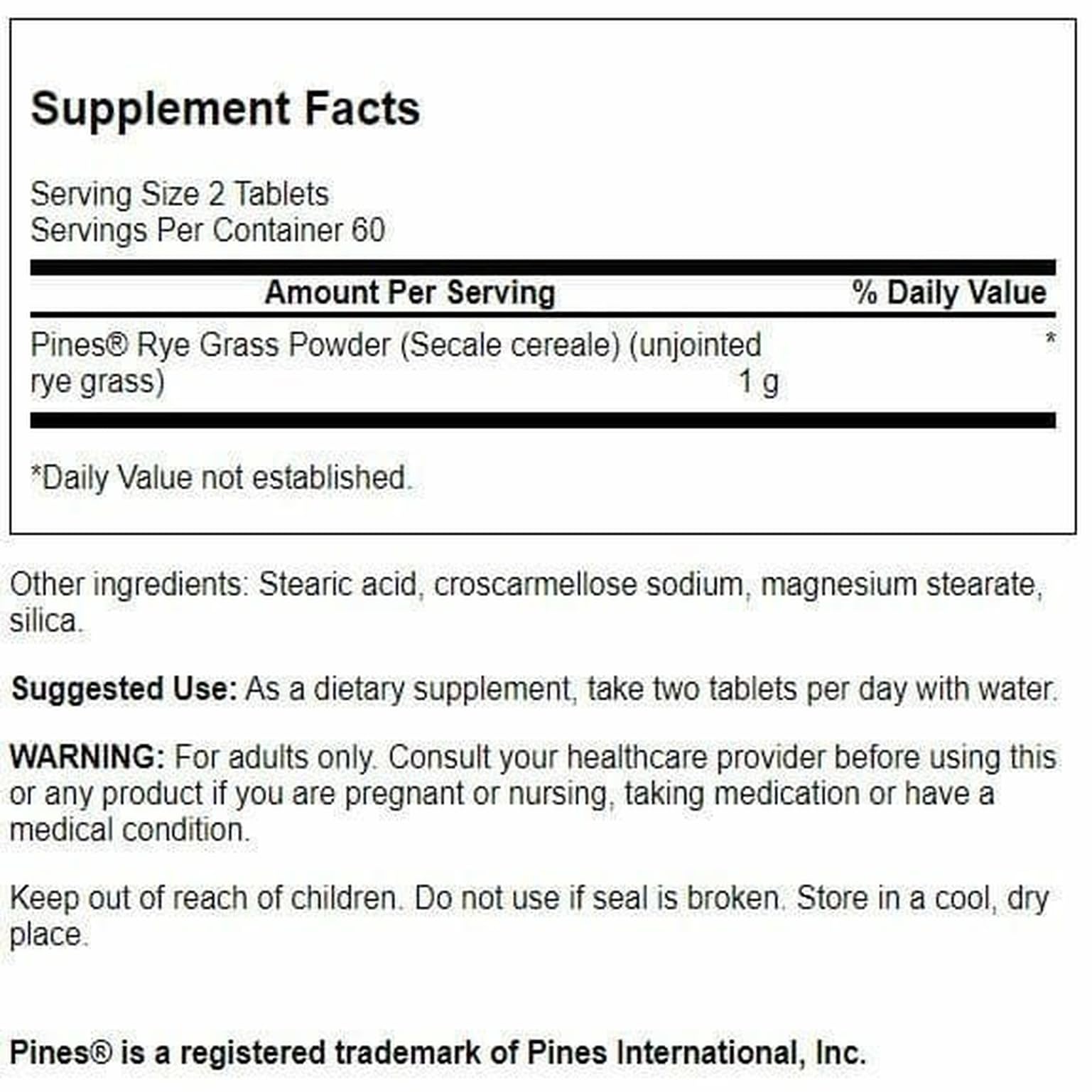Swanson Rye Grass 500 mg - 120 Tabs | Green-Food Formula