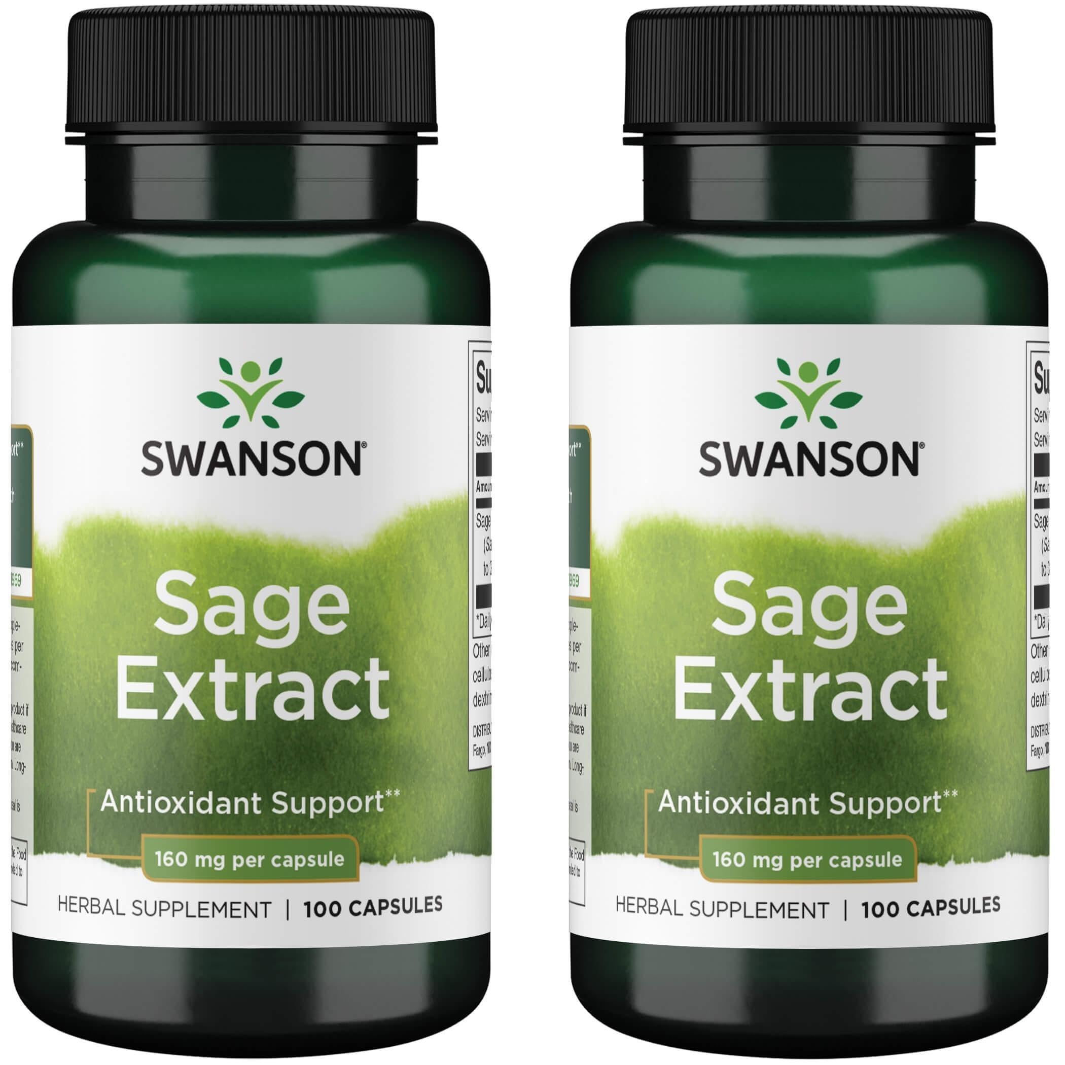 Swanson Sage Extract – Herbal Supplement for Total-Body Wellness | 100 Capsules, 160mg Each (2 Pack)