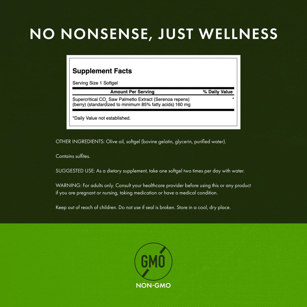 Swanson Saw Palmetto 160 mg Prostate Health & Urinary Support - 120 Softgels