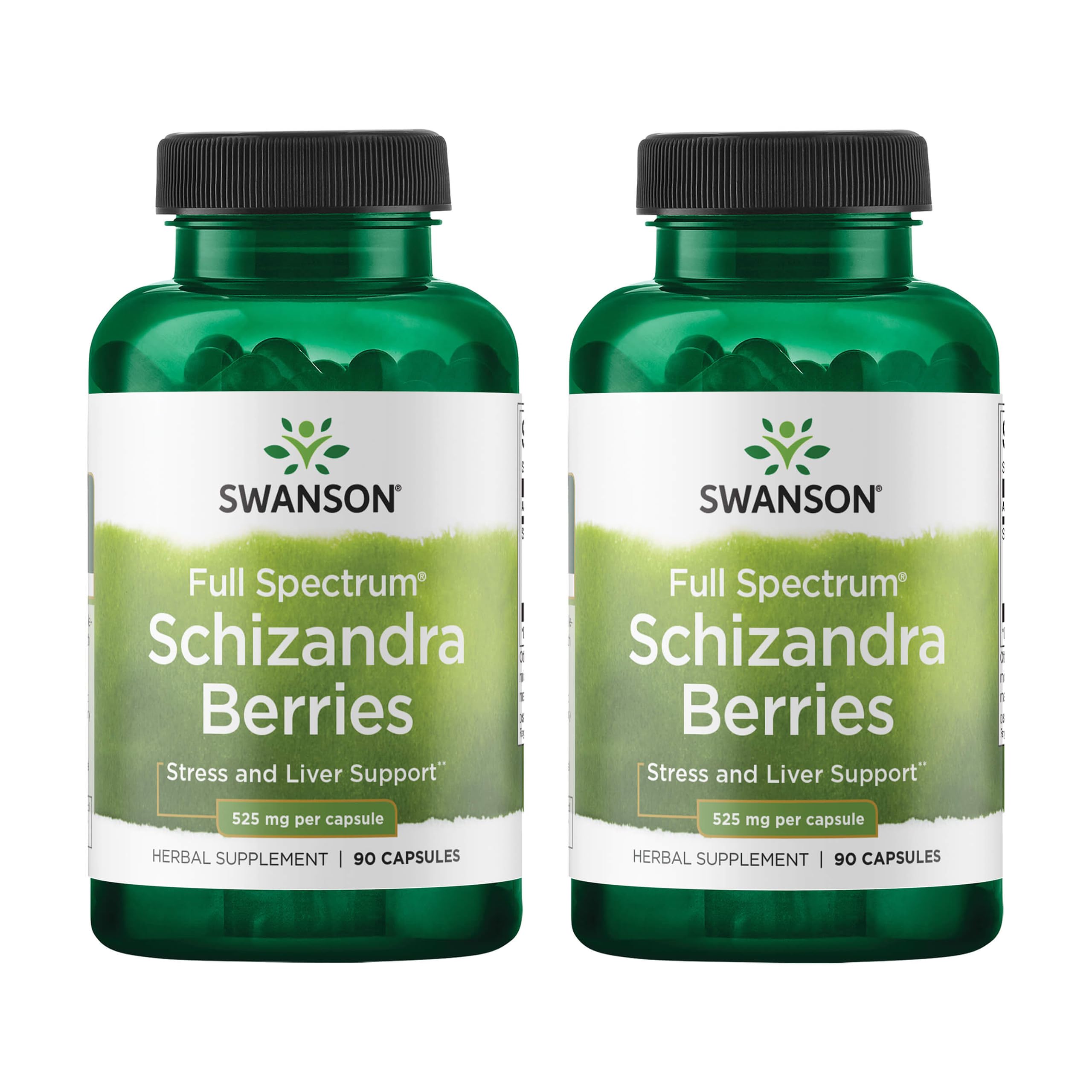 Swanson Full Spectrum Schizandra Berries - Stress & Liver Health Support (90 Capsules, 525 mg) - 2 Pack