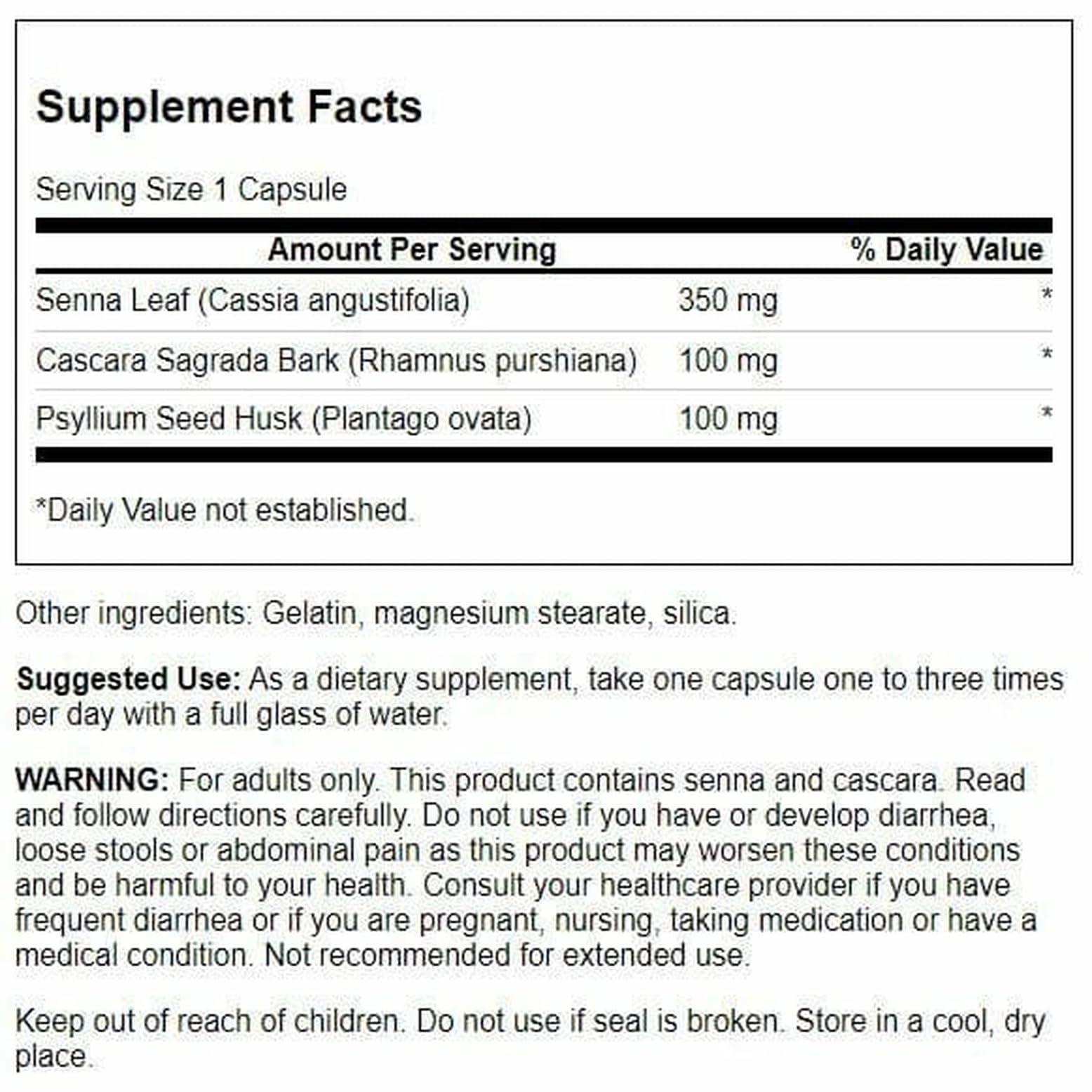 Swanson Senna Psyllium Cascara Complex GI Tract Regularity Support - 90 Capsules