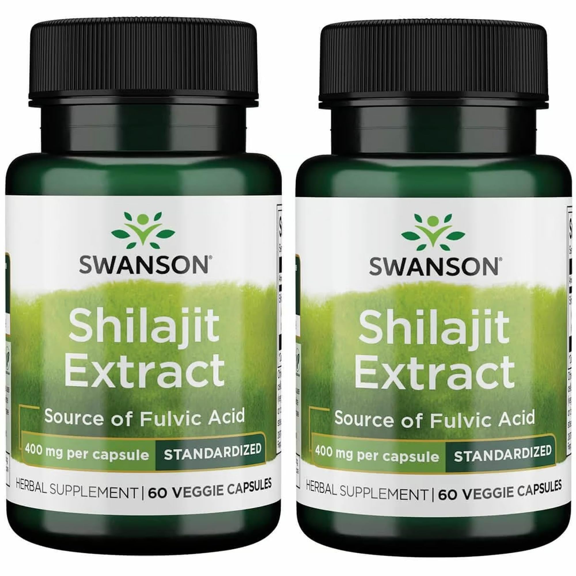 Swanson Shilajit Extract - Herbal Supplement for Cell Growth Support - 400 mg, 60 Veg Capsules, 2-Pack