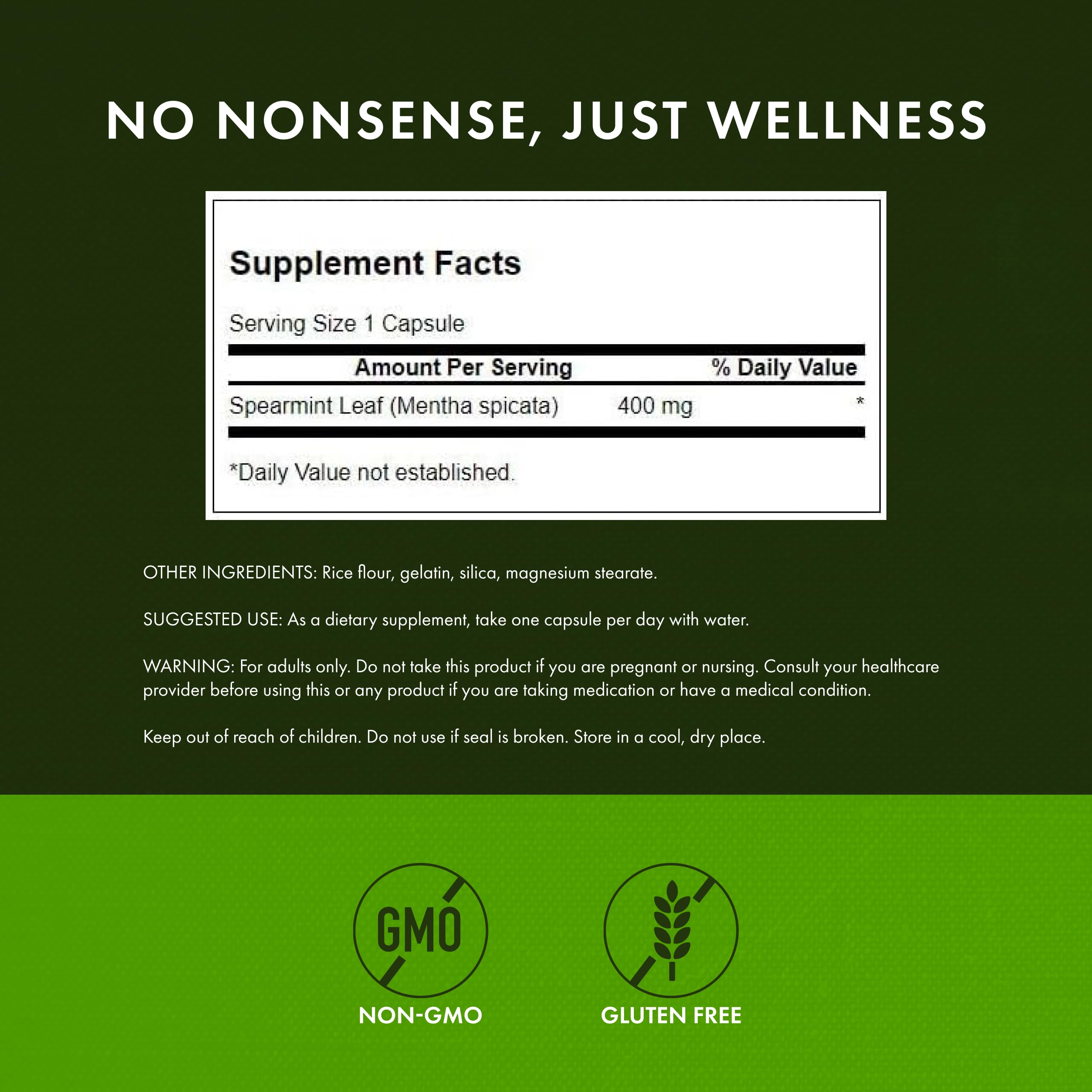 Swanson Spearmint Leaf (Mentha Spicata) - Full Spectrum Digestive Support | 60 Capsules x 400mg | 2 Pack