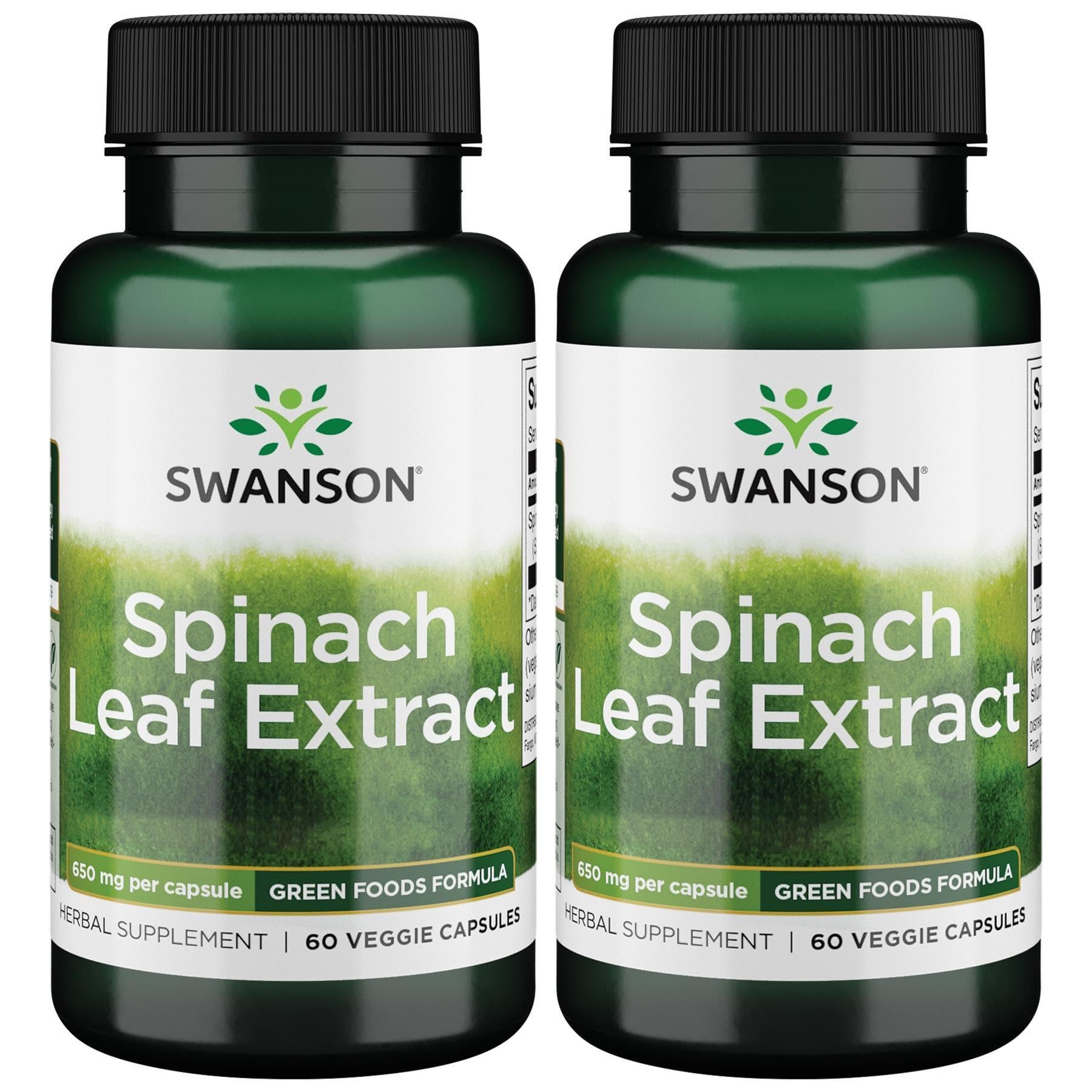 Swanson Spinach Leaf Extract – Herbal Supplement for Overall Health | 60 Veggie Capsules, 650mg (2 Pack)