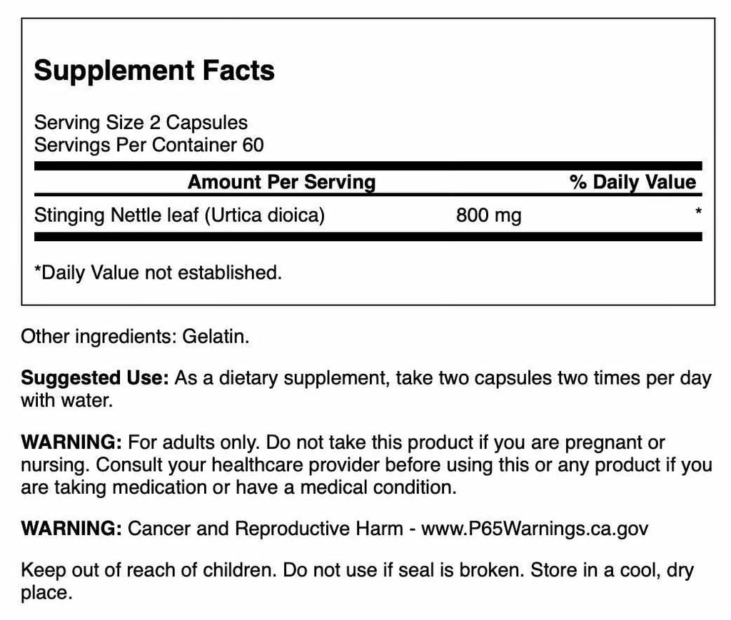 Swanson Stinging Nettle Leaf (Urtica Dioica) - Urinary & Respiratory Support (120 Capsules) - 2 Pack
